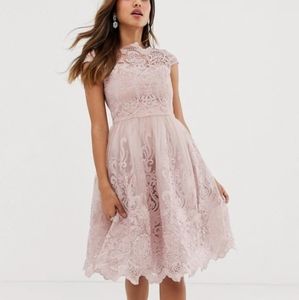 asos blue lace prom dress